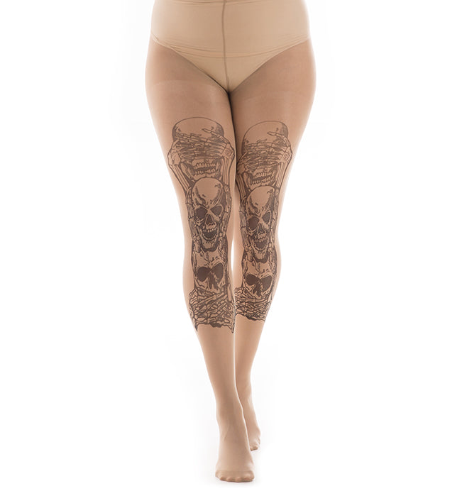 Wild Rose 102 Ladies Tattoo Illusion Print Mesh Leggings Footless Tights  with Black Stretch lace hipband, Salvation, Tan, X-Small : Amazon.co.uk:  Fashion