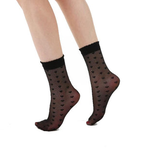 Sheer Heart Ankle Sock With Frill