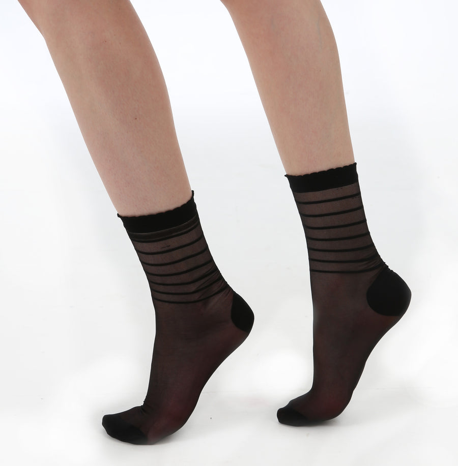 Sheer and Stripe Ankle Socks
