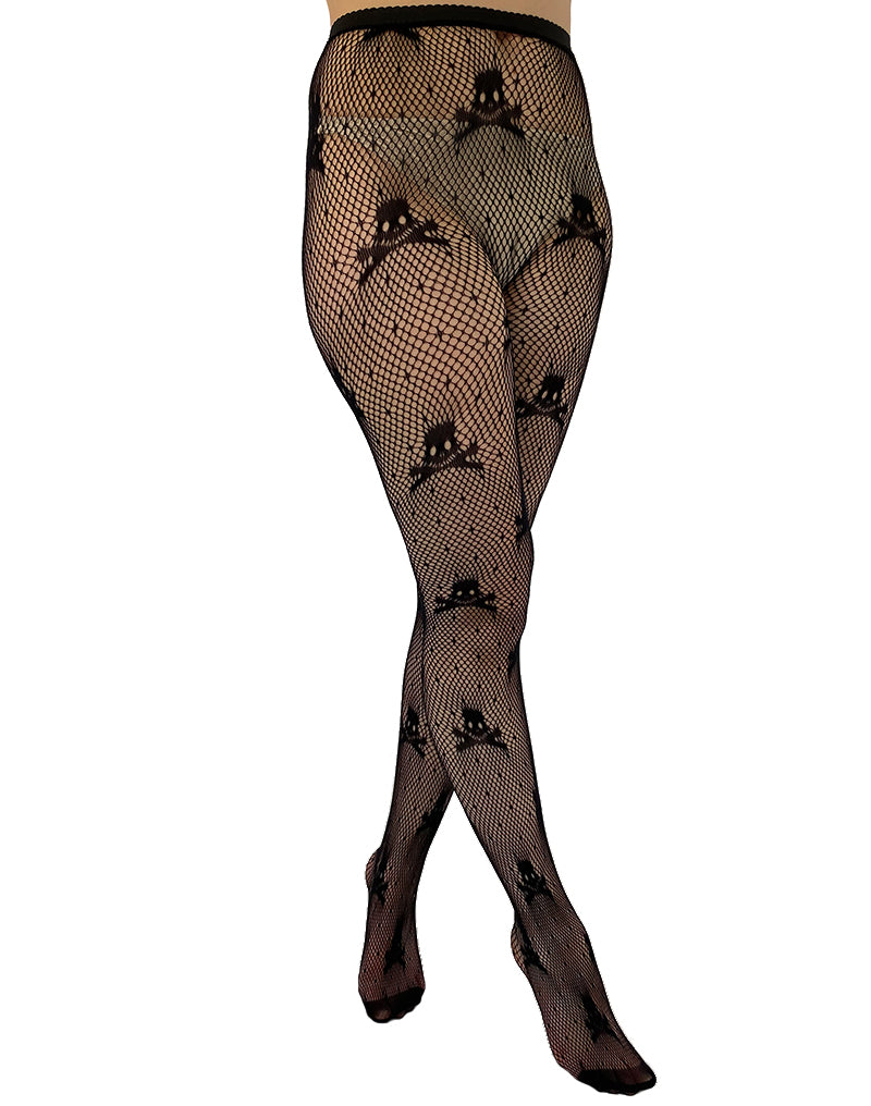 Skull and Crossbones Net Tights