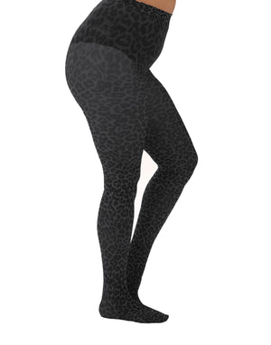 Leopard Print Curvy Super Stretch Tights from the Curvology collection from wholesale hosiery brand, Pamela Mann.