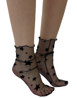 Sheer Mesh Star Ankle Socks