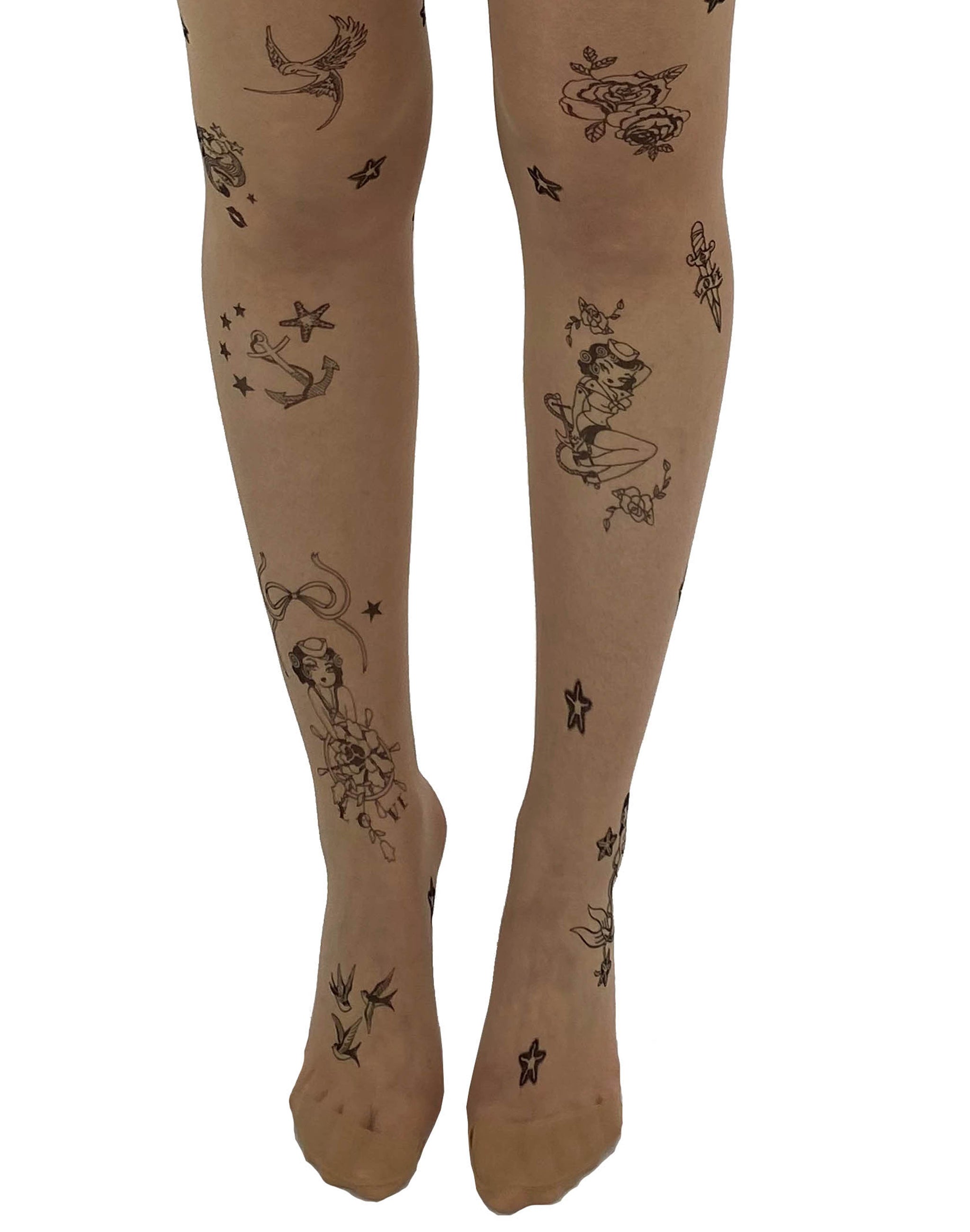 A Girl With Flowers Tattoo - Pantyhose