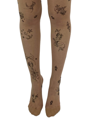 Tattoo Sailor Girl Tights from the wholesale printed tights collection from wholesale hosiery brand, Pamela Mann.