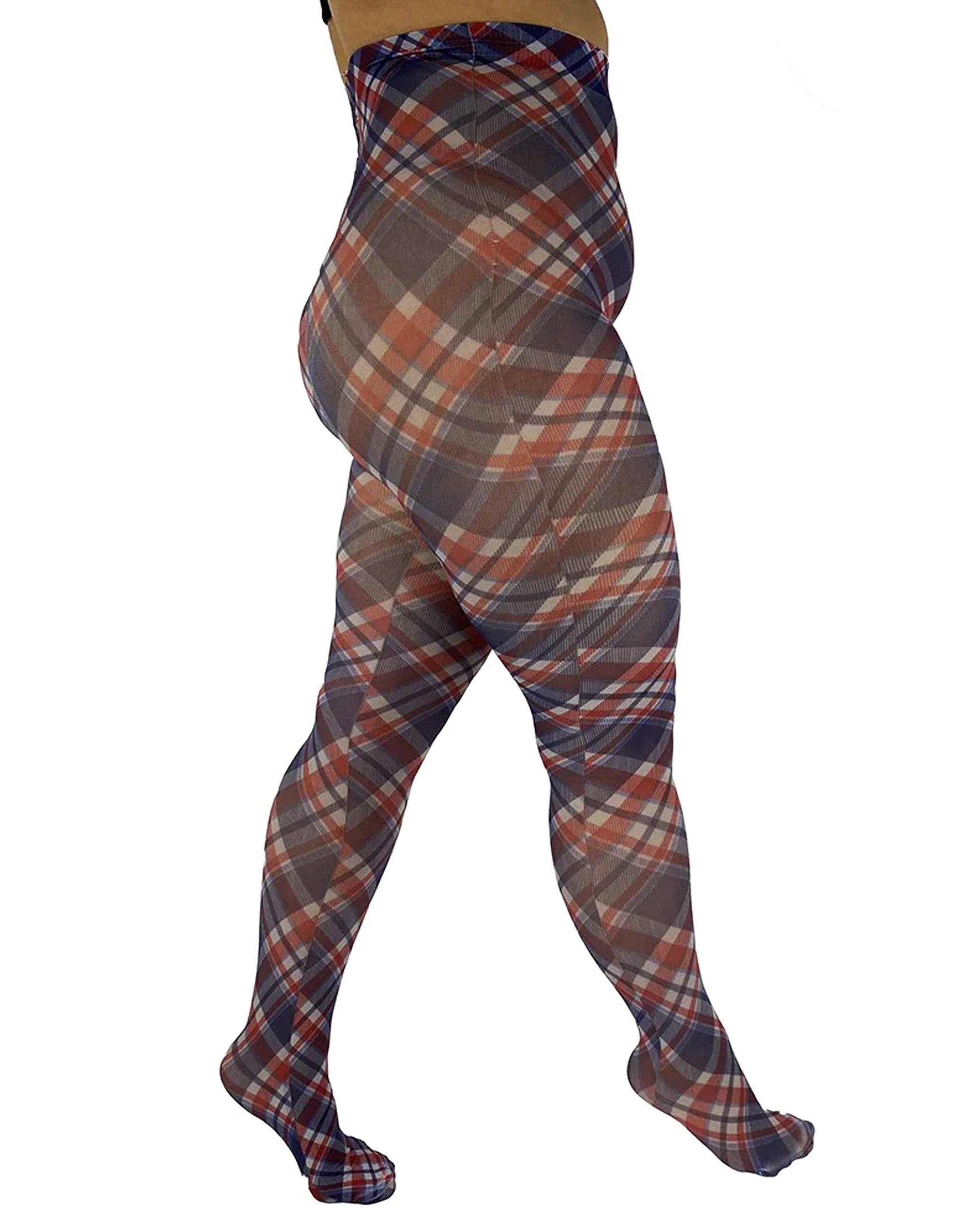 Diamond high waist leggings in plaid tartan pattern