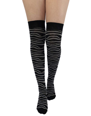 Zebra Pattern Over The Knee Socks