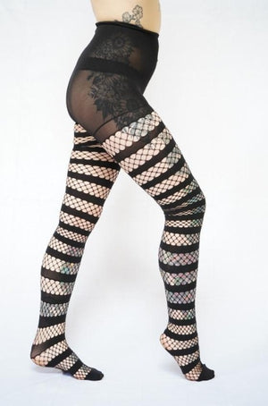 Fishnet Opaque Stripe Tights