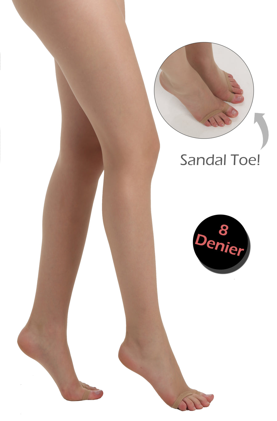 8 Denier Sheer Tights with Sandal Toe